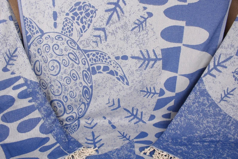 Premium Blue Turtle Turkish Beach Towel - Soft, Quick-Dry & Large 40x80 Inches - Perfect for Pool, Beach, Vacation & Yoga - Lightweight & Sand-Free