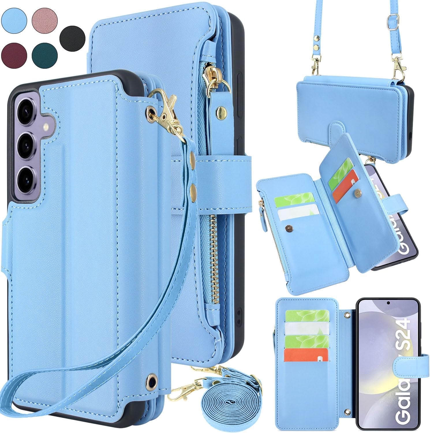 Samsung Galaxy S24 5G Wallet Case with Zipper Pocket - Slim Protective Phone Cover for Cash, Cards & Coins | Perfect for Travel, Work & Everyday Use