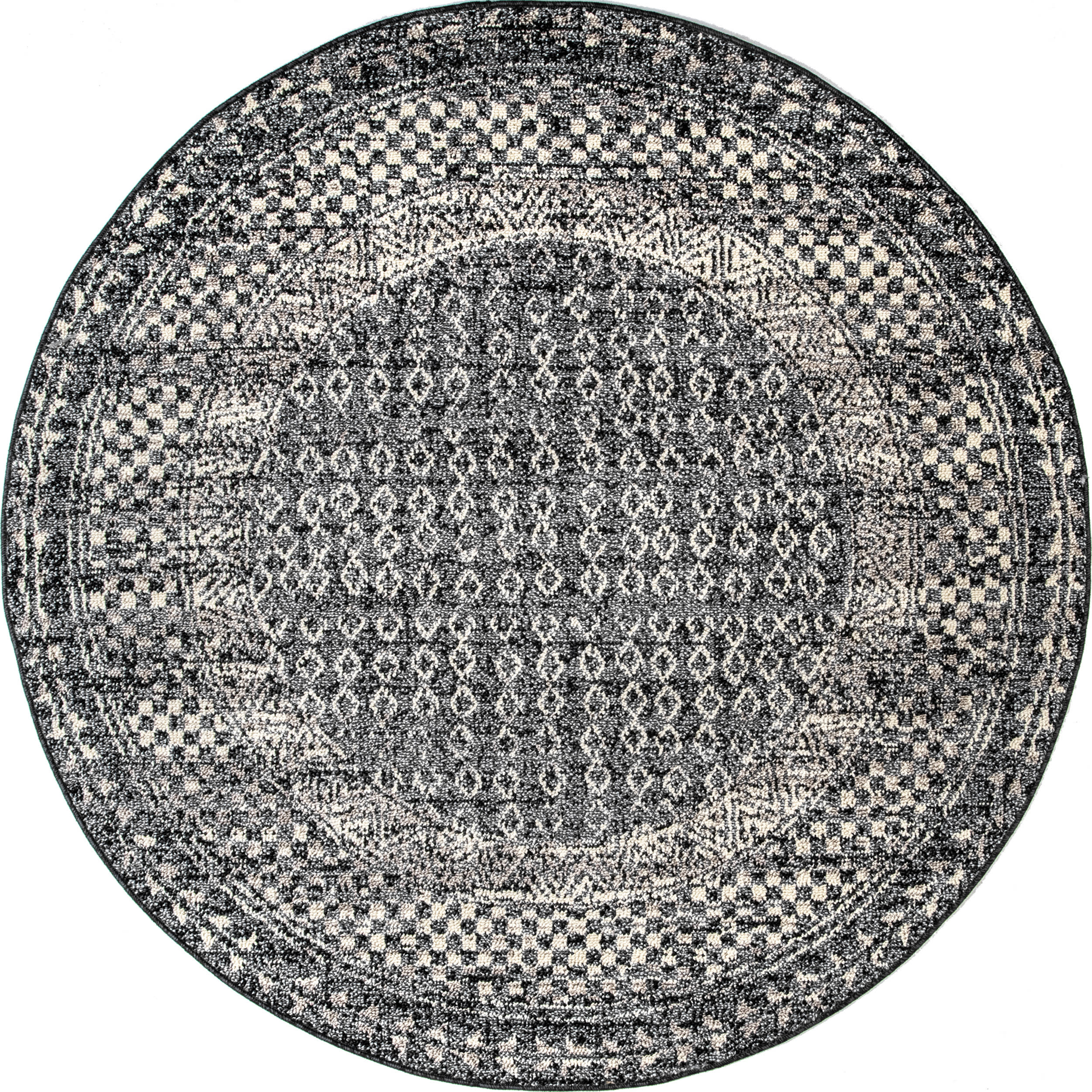 Checkered Diamonds Tassel Rug - Soft Non-Slip Area Rug for Living Room, Bedroom, Nursery | Grey Home Decor Carpet for Boho Chic Style