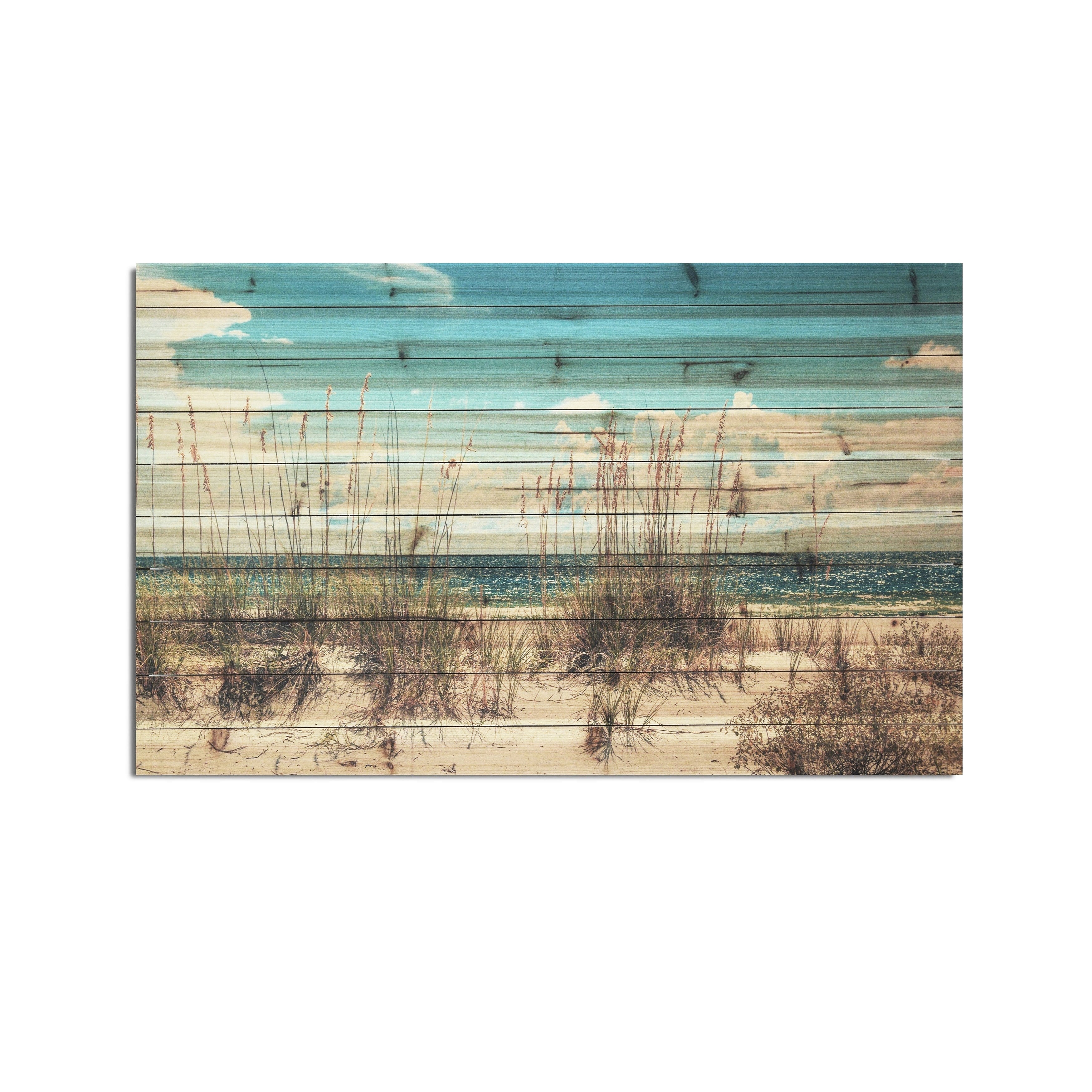 Beach Sand Dunes Landscape Photography Print on Reclaimed Wood Wall Art - Coastal Home Decor for Living Room, Bedroom & Office