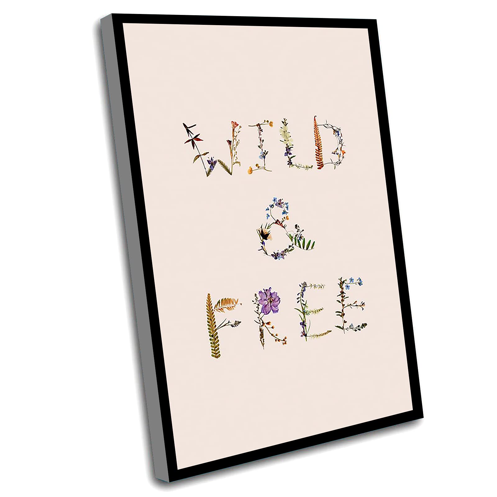 Rustic Home Decor - Framed Pressed Flower Canvas Wall Art 12x16 Inch, Feminine Curve Design, Free Spirit Aesthetic - Perfect for Living Room, Bedroom & Boho Home Decor