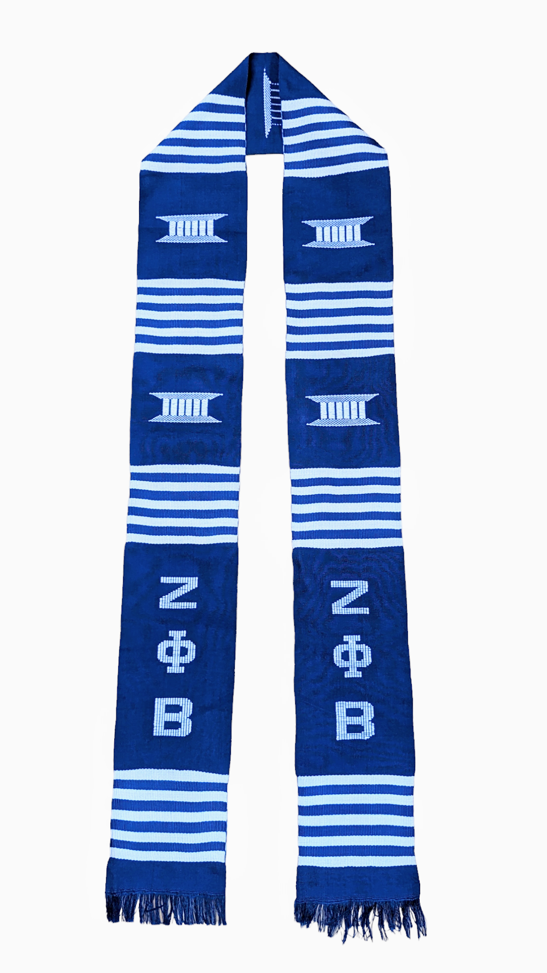 Elegant Blue and White Kente Graduation Stole Sash - Dupisie's Zeta Azure Collection for Special Occasions | Perfect for Graduation Ceremonies, Cultural Events & Academic Achievements