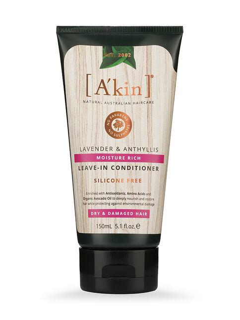 Akin Moisture Rich Lavender & Anthyllis Leave-In Conditioner for Dry, Damaged Hair - Hydrating Hair Treatment for Frizz Control & Shine | Perfect for Daily Use & Post-Wash Care