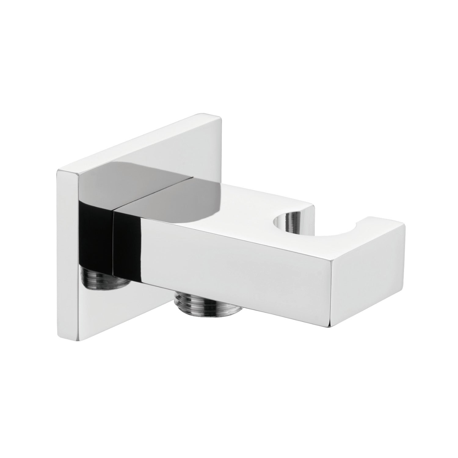 Dax 078 CR Brass Square Hand Shower Holder with Hose Connector - Chrome Finish for Bathroom & Shower Accessories - Perfect for Modern Home, Spa, and Hotel Installations