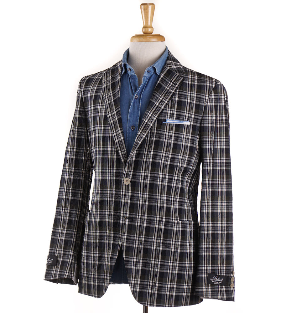 Belvest Ultra Light Wool Sport Coat for Men - Navy Check Blazer - Perfect for Business, Office, and Formal Events