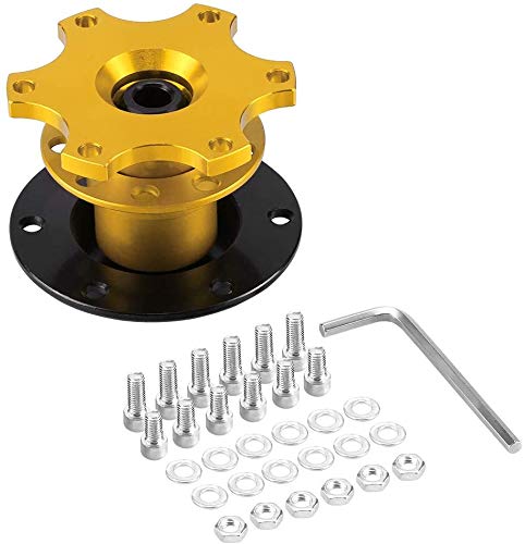 GOTOTOP Universal Quick Release Steering Wheel Kit - Golden Racing Hub Adapter Snap Off Boss Kit for Car Racing | Perfect for Drift, Track & Street Performance