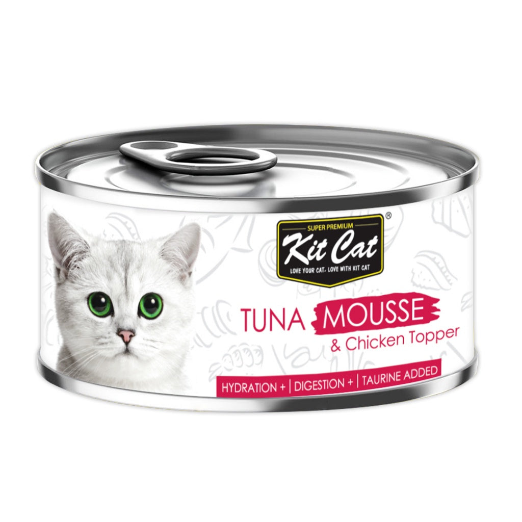 Premium Kit Cat Deboned Cat Food Topper - Savory Chicken & Tuna Flavor (80g) for Adult Cats & Kittens | Grain-Free Wet Food Supplement | Enhances Appetite & Nutrition - Perfect for Picky Eaters & Mealtime Enrichment