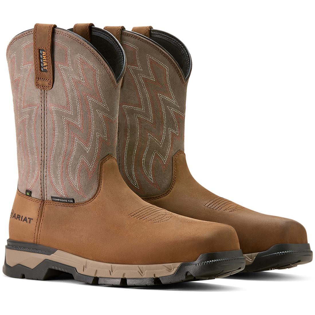 Rebar Flex Composite Toe SD Work Boots - Distressed Brown - Lightweight Safety Shoes for Construction, Warehouse & Outdoor Work