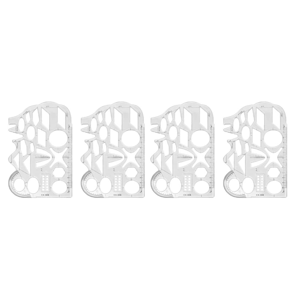 NUOBESTY Geometric Drawing Template - 12-Piece Drafting Stencils Set for Architecture, Engineering & Art | Transparent Ruler Measuring Tool | Perfect for Sketching, Blueprint Design & School Projects