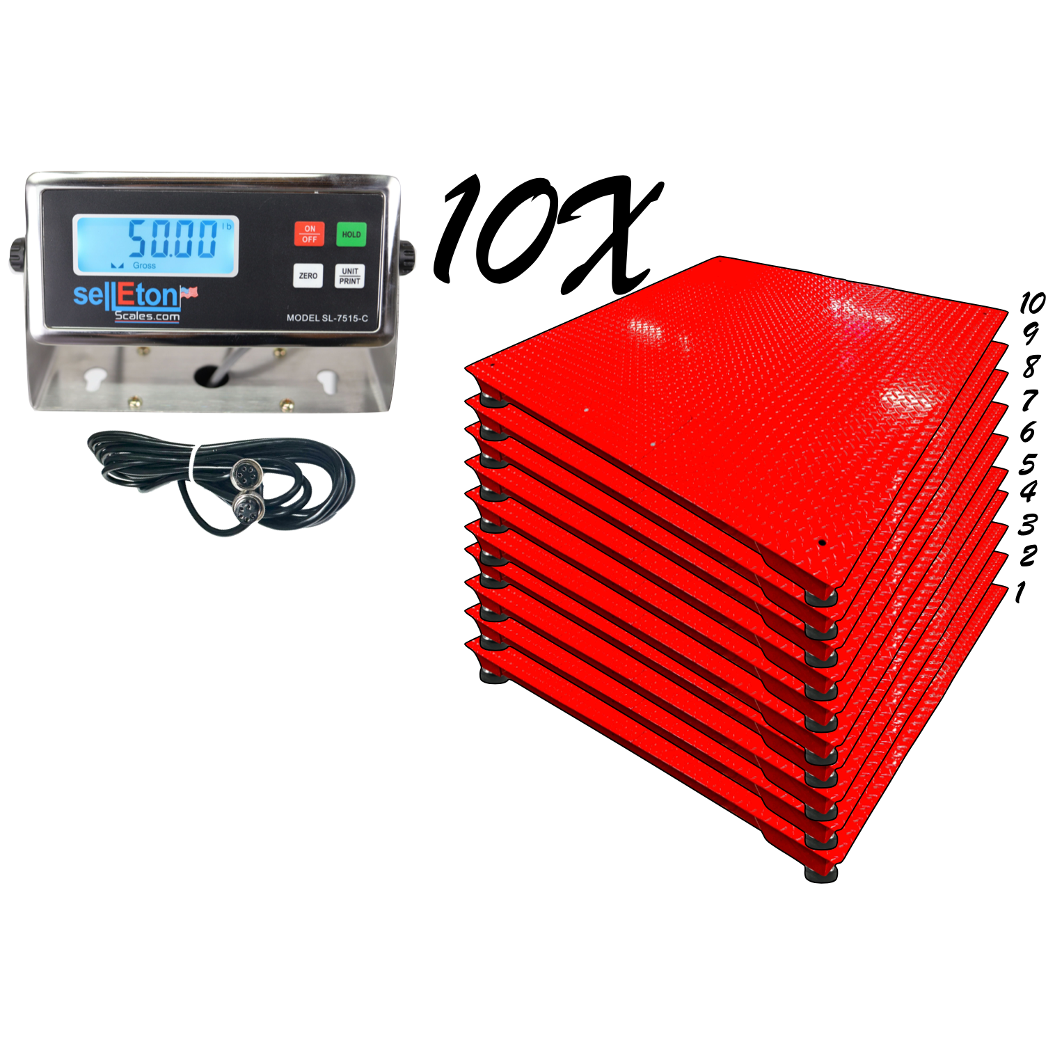 SellEton SL 700 4x4 Heavy Duty Floor Scale - 48 x 48 Inch Platform - Multi Pack Commercial Digital Weighing Scale for Warehouses, Shipping & Industrial Use