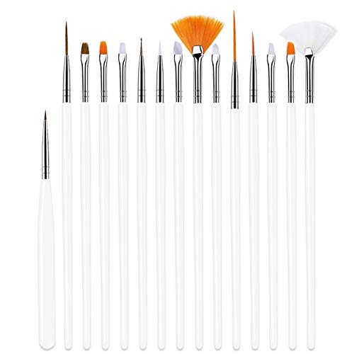 Professional 15-Piece Nail Art Brush Set for UV Gel Design, Dotting & Painting - White Salon Tools for DIY Manicures | Perfect for Home Nail Art & Professional Salon Use
