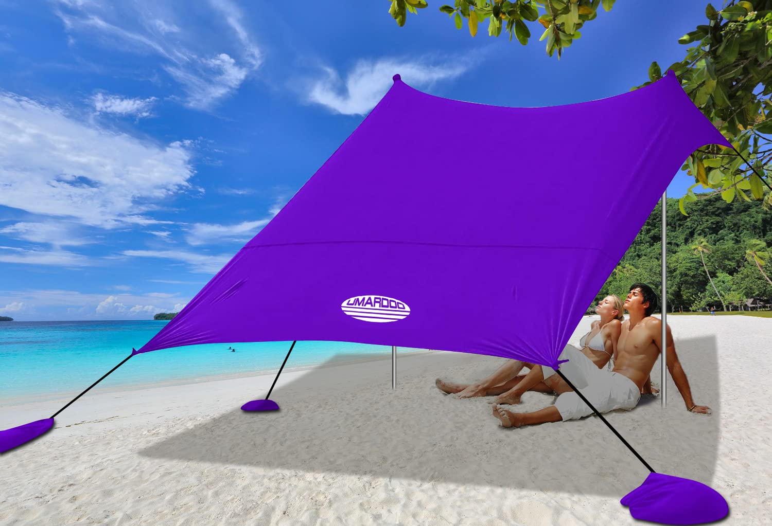 UMARDOO Portable Beach Tent Sun Shelter - UPF 50+ UV Protection, Easy Pop Up Canopy for Family, Travel & Outdoor Activities with Carry Bag | Perfect for Beach Days, Camping, Picnics & Backyard Relaxation