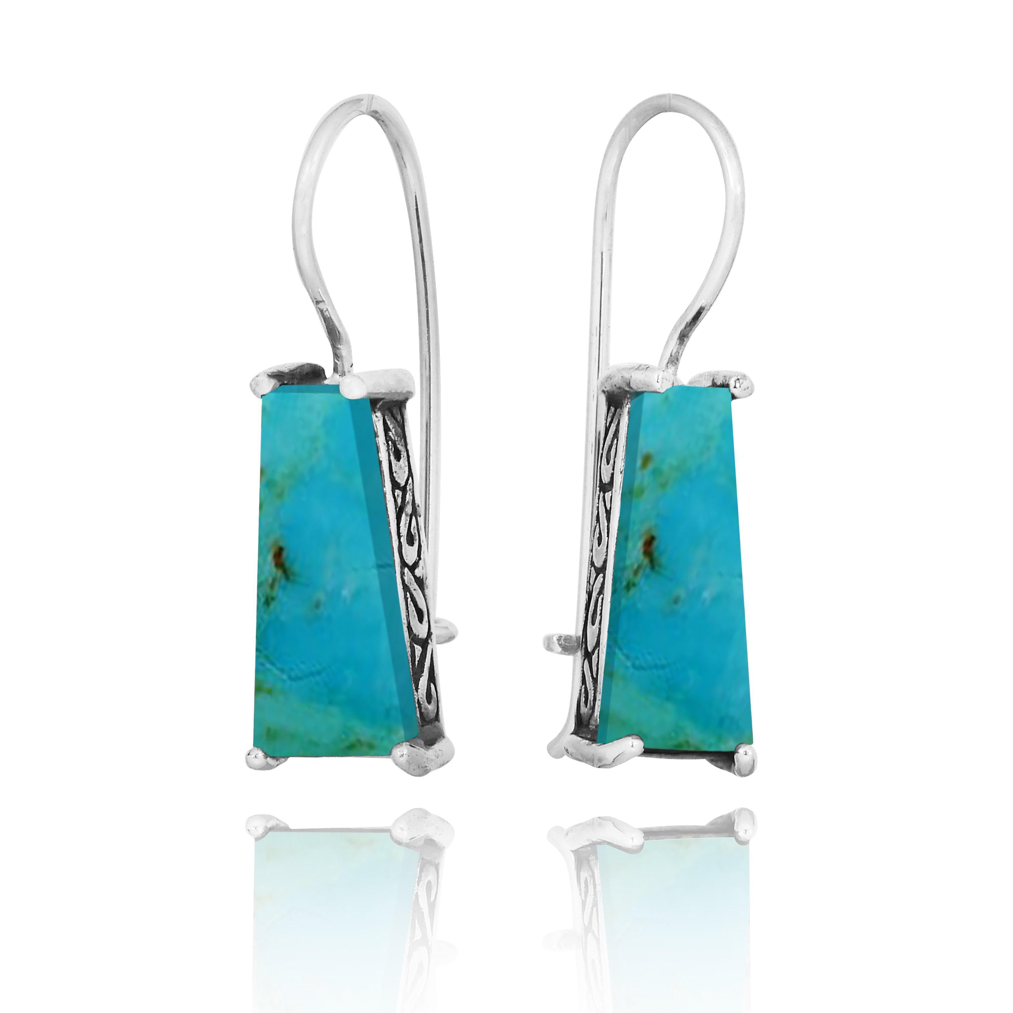 Compressed Turquoise Lever Back Earrings – Handmade Boho Jewelry for Women | Perfect for Parties, Weddings & Everyday Wear