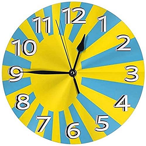 Palau Rising Sun Flag Round Wall Clock - Waterproof Decorative Clock for Living Room, Classroom, Patio & Bedroom | Perfect for Home Decor, Office, Dorm & Outdoor Spaces