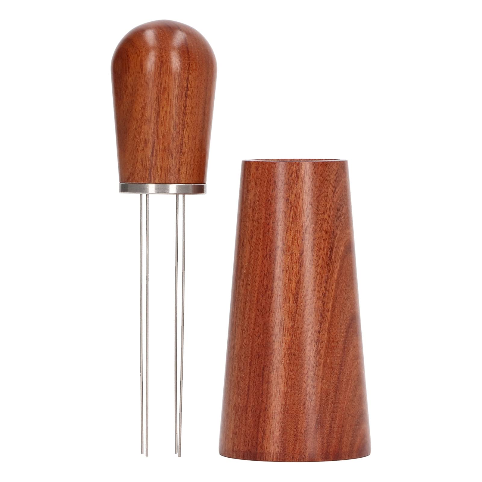 Professional Barista Coffee Stirring Tool - Natural Wood Handle & Stand for Even Coffee Distribution - Perfect for Espresso, Latte & Home Brewing (Red Brown)
