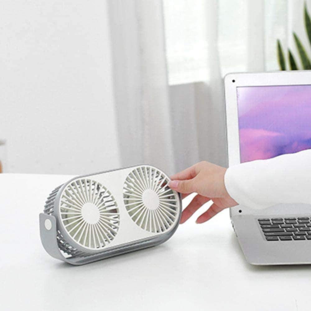 HTLLT Portable USB Desk Fan - Dual Head Mini Electric Fan with Flexible Neck, Quiet Operation for Office, Home & Travel | 2023 Upgraded Cooling Solution