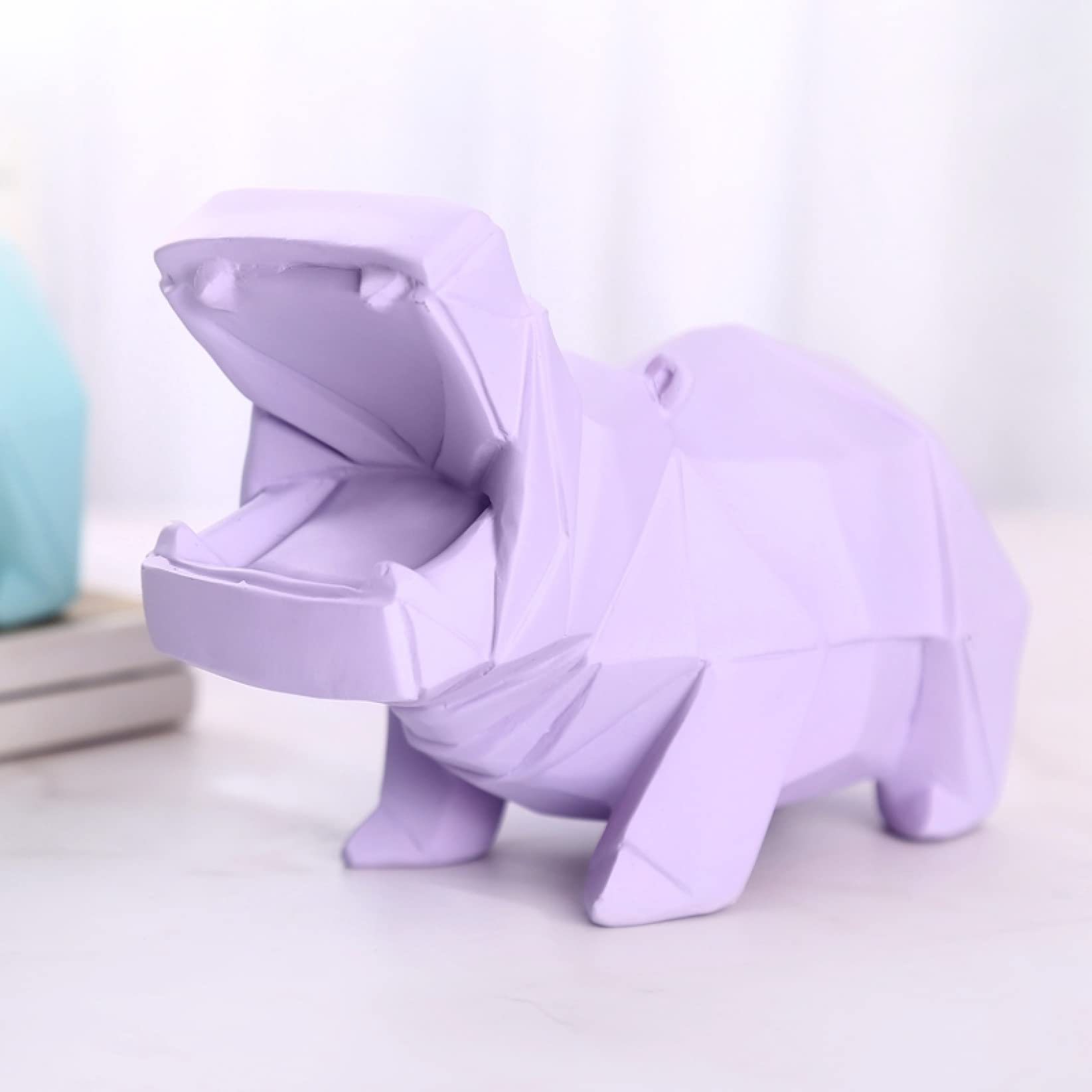 AERICKON Abstract Geometric Resin Hippo Piggy Bank - Modern Home Decor Statue for Living Room, Bedroom & Office | Unique Gift Idea for Housewarming, Birthday & Interior Design