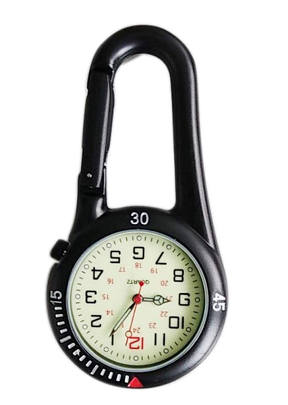 Clip-On Outdoor Quartz Watch with Carabiner - Water Resistant, Durable, Includes Extra Battery - Perfect for Hiking, Camping & Adventure Activities