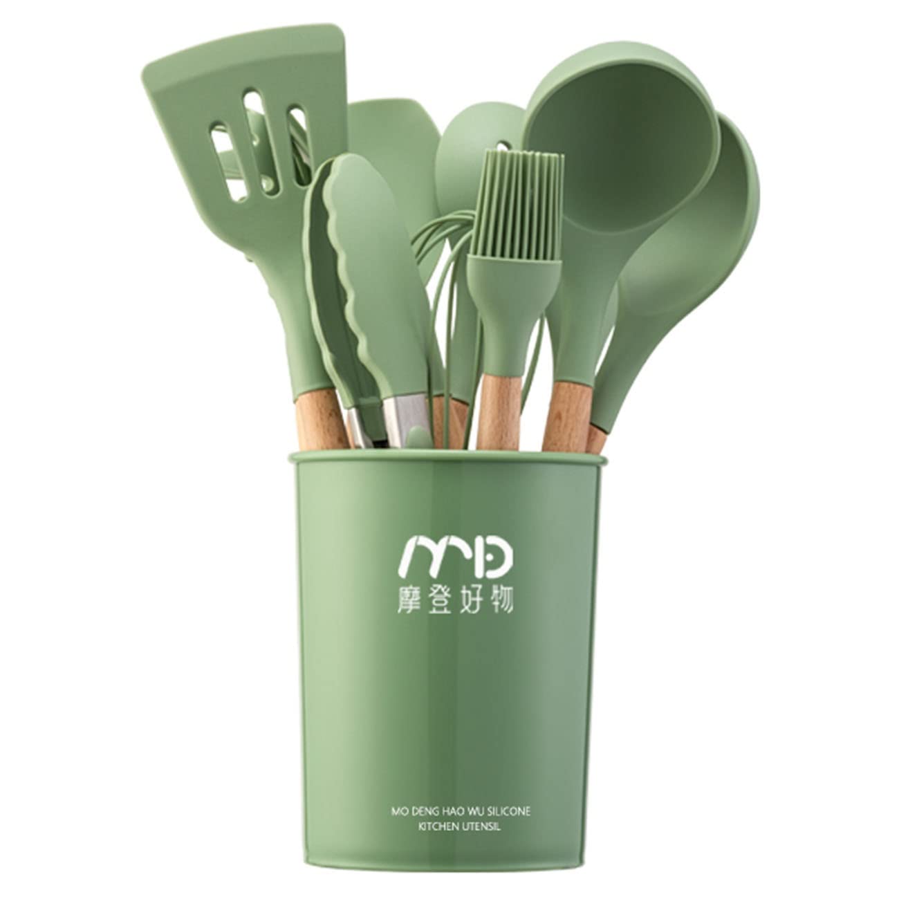 YUBANG 12-Piece Wooden Handle Silicone Kitchen Utensil Set - Non-Stick Cooking Tools with Spatula, Spoon & More - Perfect for Baking, Frying & Everyday Meal Prep