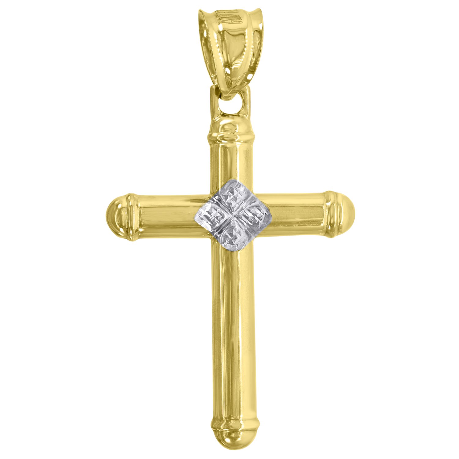 10kt Two-Tone Gold Religious Cross Pendant for Men & Women - Perfect for Gifts, Baptism, First Communion & Everyday Faith Jewelry