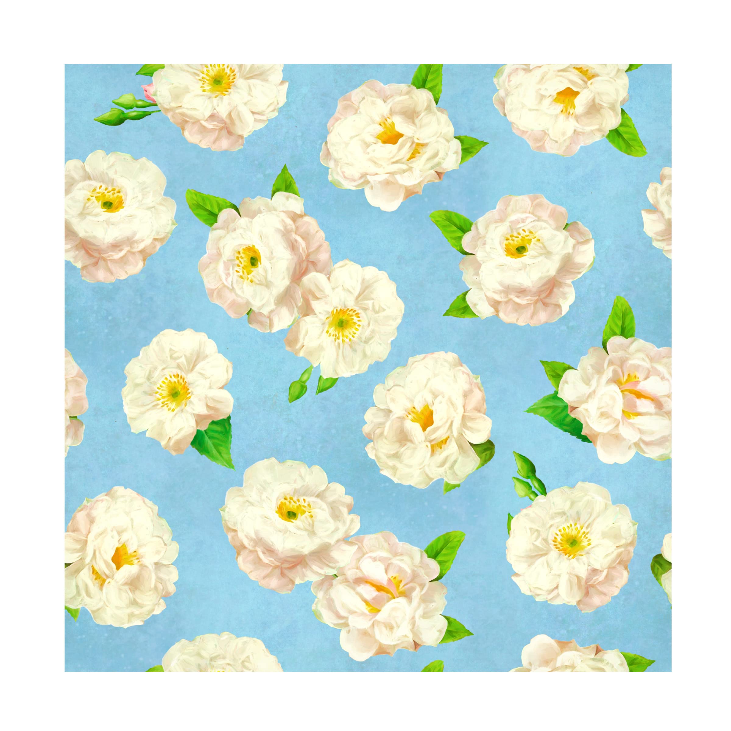 Trademark Fine Art 'White Rose Pattern' Canvas Wall Art by Cora Niele - Elegant Floral Painting for Living Room, Bedroom & Office Decor