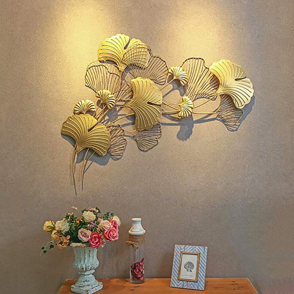 Zenggp Ginkgo Leaf Metal Wall Sculpture - Handmade Ginkgo Branch Art Decor for Living Room, Bedroom & Office - Elegant Home Wall Art for Modern & Boho Interiors