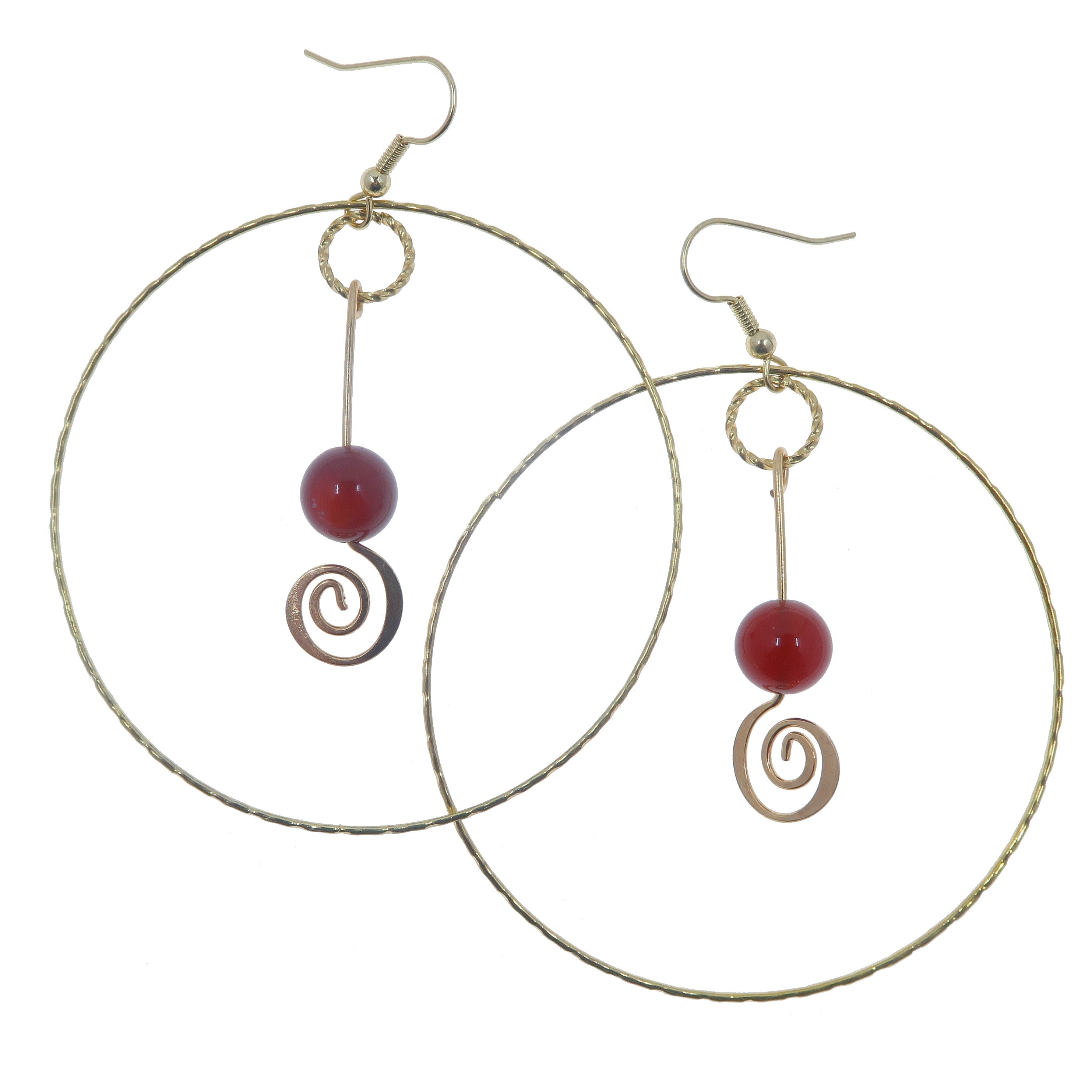 Enchanting Carnelian Earrings - Red Gold Hoop Earrings for Women, Elegant Dangle Drop Earrings for Party, Wedding & Everyday Wear