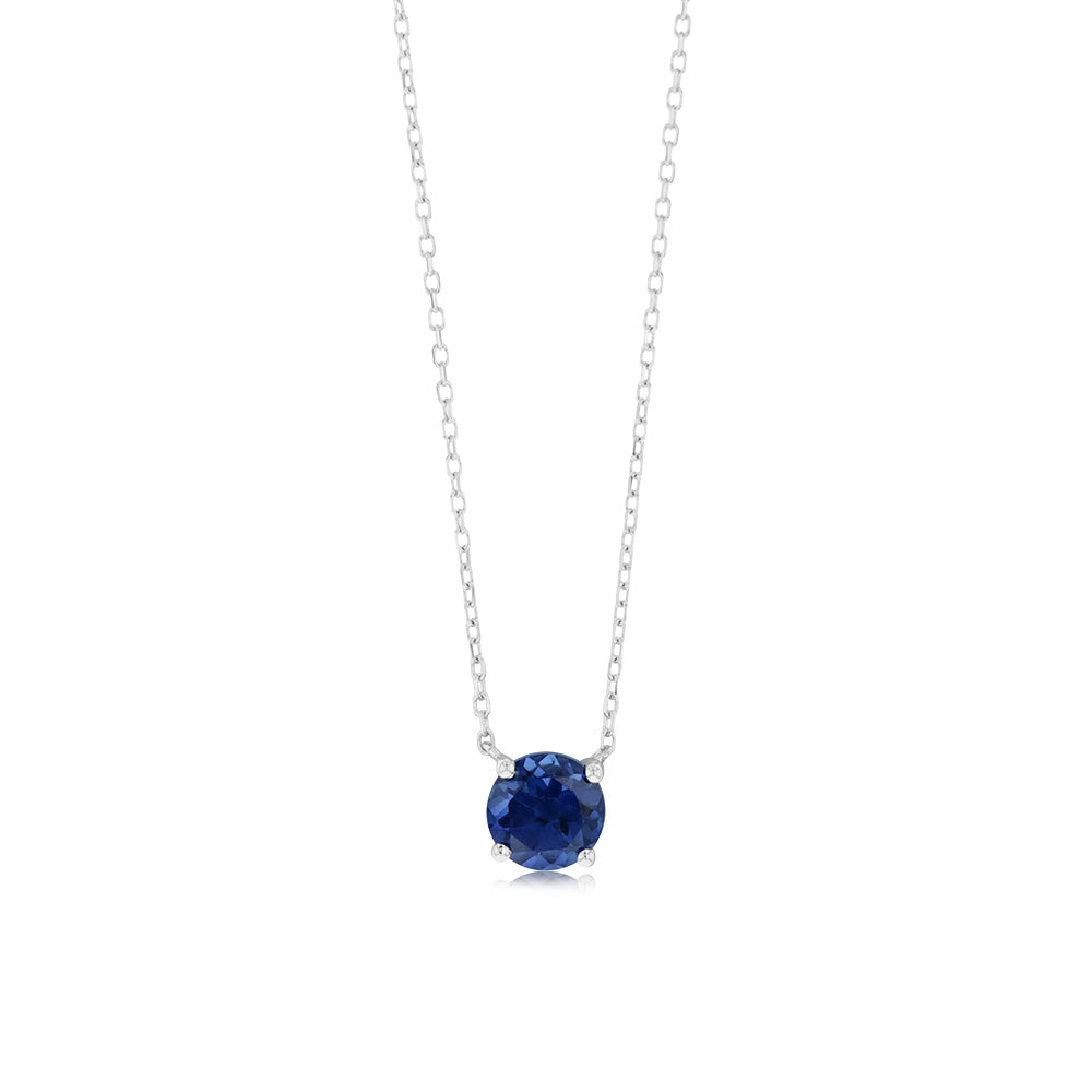 0.67 Carat Lab-Created Sapphire Pendant Necklace with 45cm 9K White Gold Chain - Elegant Jewelry Gift for Women, Perfect for Weddings, Anniversaries & Special Occasions