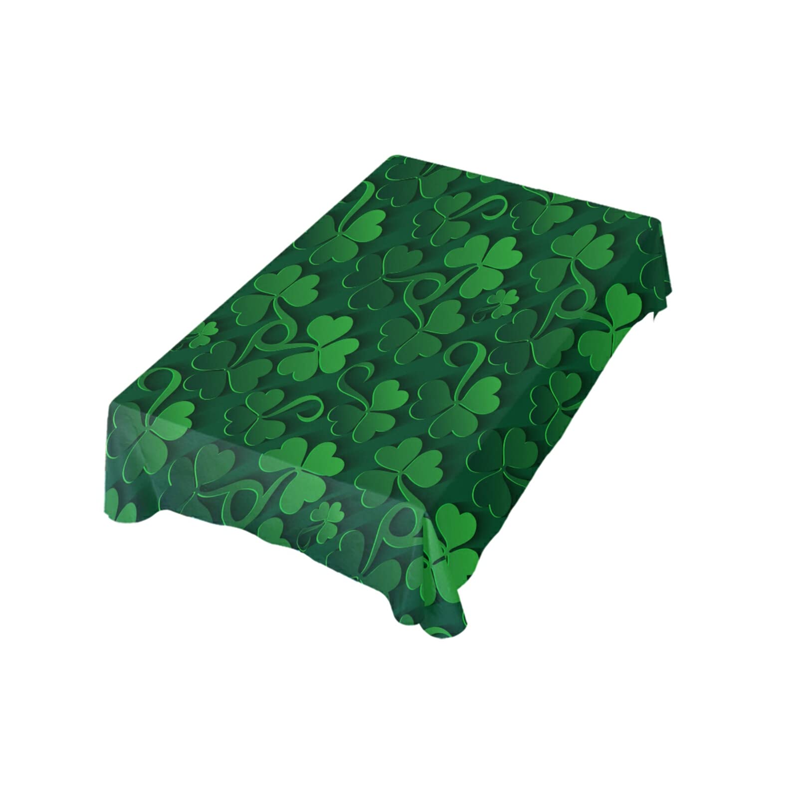 Shamrock Pattern Tablecloth 60x120 Inches - St. Patrick's Day Green Rectangle Table Cover for Indoor Dining, Outdoor Party, Picnic, Camping & Restaurant Use - Waterproof Washable Tabletop Fabric Decor