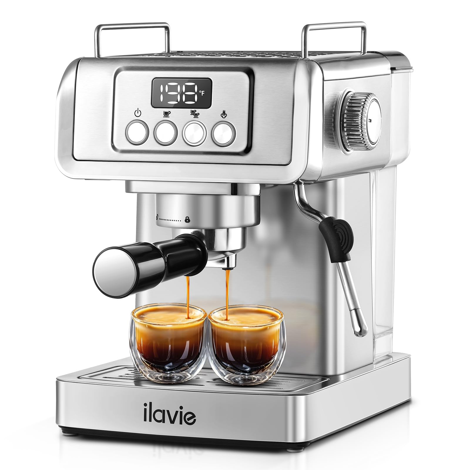 Professional 20 Bar Espresso Machine with Steam Milk Frother - Stainless Steel Coffee Maker, 61oz Removable Water Tank - Perfect for Home, Office, Gifts for Dad & Mom - Enjoy Cafe-Quality Lattes, Cappuccinos & Espresso Drinks Anytime