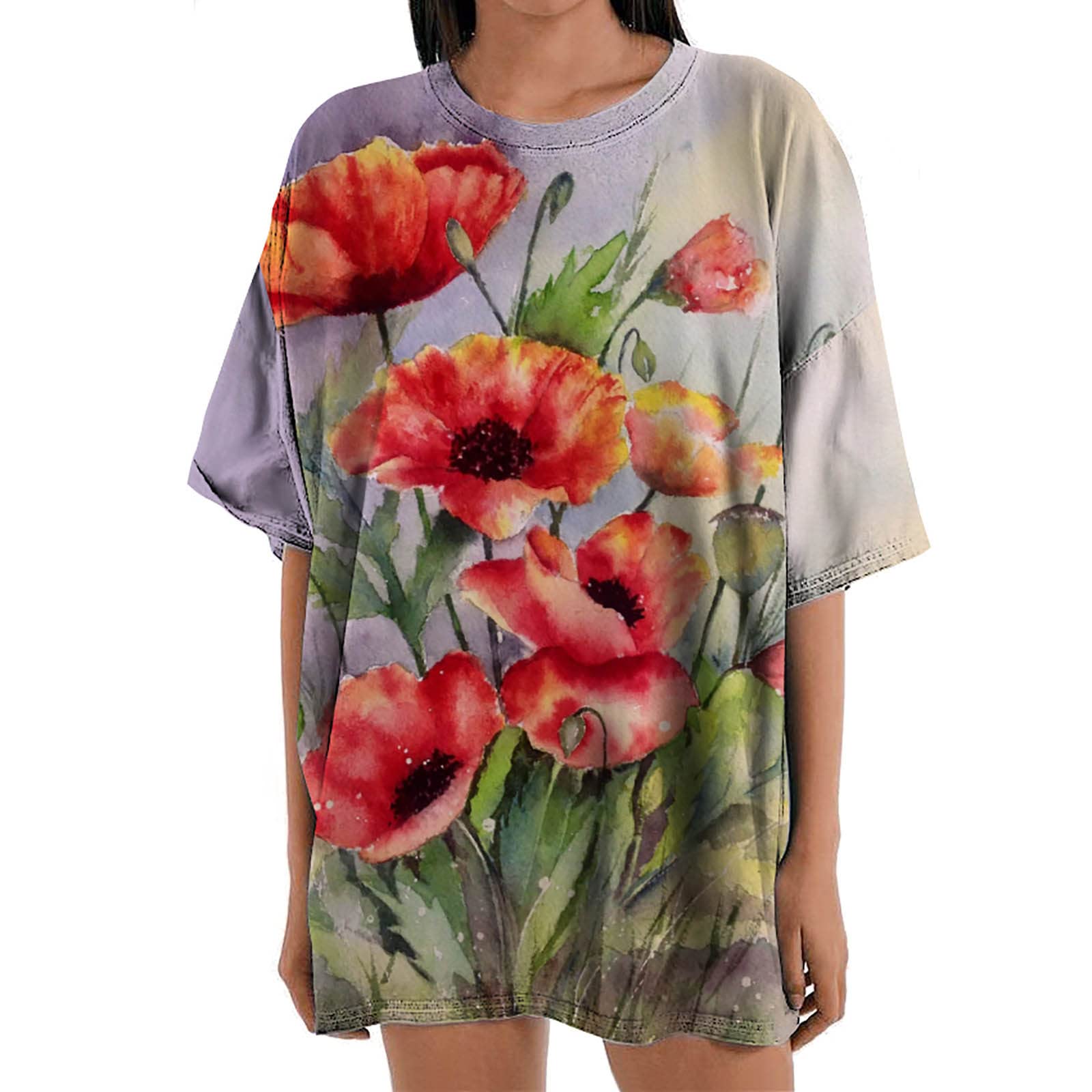 Sexy Floral Printed Short Sleeve Boho Blouse for Women - Casual Summer Tops with Flower Pattern - Perfect for Beach Outings, Music Festivals & Boho Chic Style