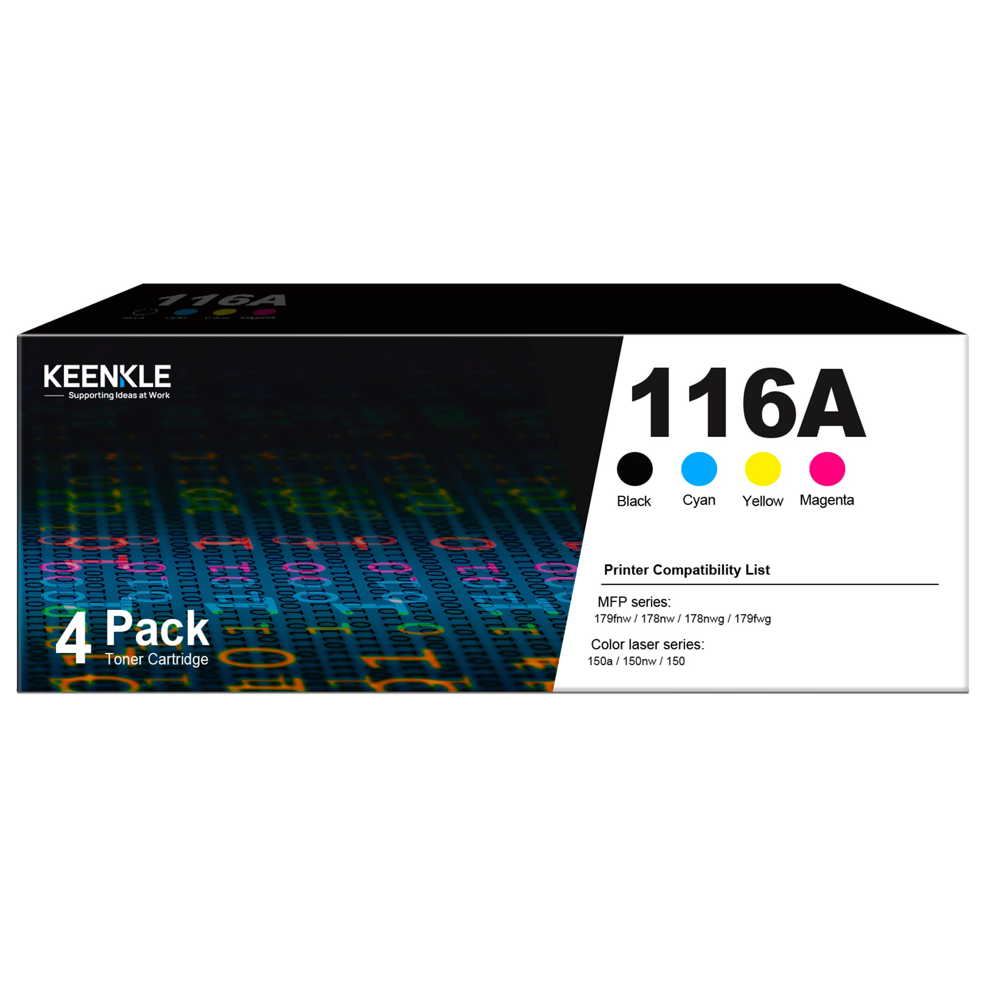 HP 116A Toner Cartridge Replacement (Black, Cyan, Magenta, Yellow) - Compatible with HP Color Laser MFP 179fnw, 178nw, 150a & W2060A/W2061A/W2062A/W2063A Series - High-Quality Printer Ink Refill for Home & Office Use