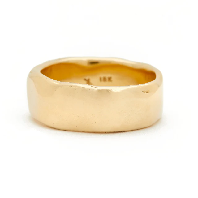 Extra Large Melt Gold Band Ring for Women - 14K Gold Plated Stackable Ring for Everyday Wear, Wedding, Anniversary & Gift Giving