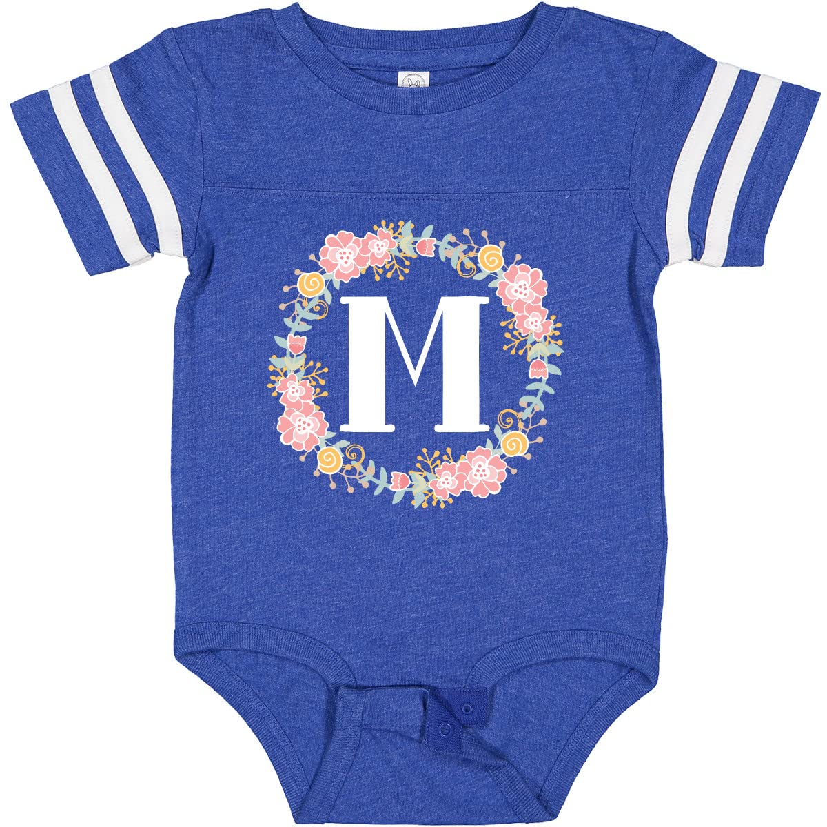 Inktastic Monogram Letter M Rose Floral Wreath Baby Bodysuit - Perfect Baby Shower Gift, Newborn Photo Outfit & Cute Casual Wear