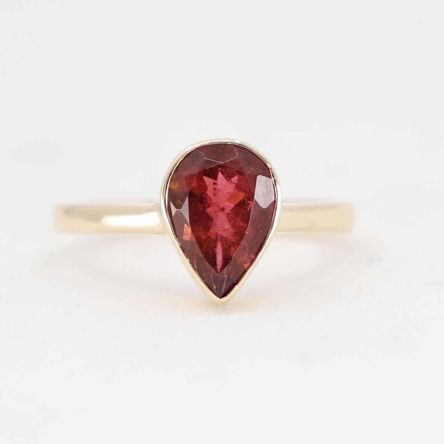 9k Yellow Gold Dark Raspberry Tourmaline Ring - Elegant Jewelry for Women, Perfect for Weddings, Parties & Daily Wear