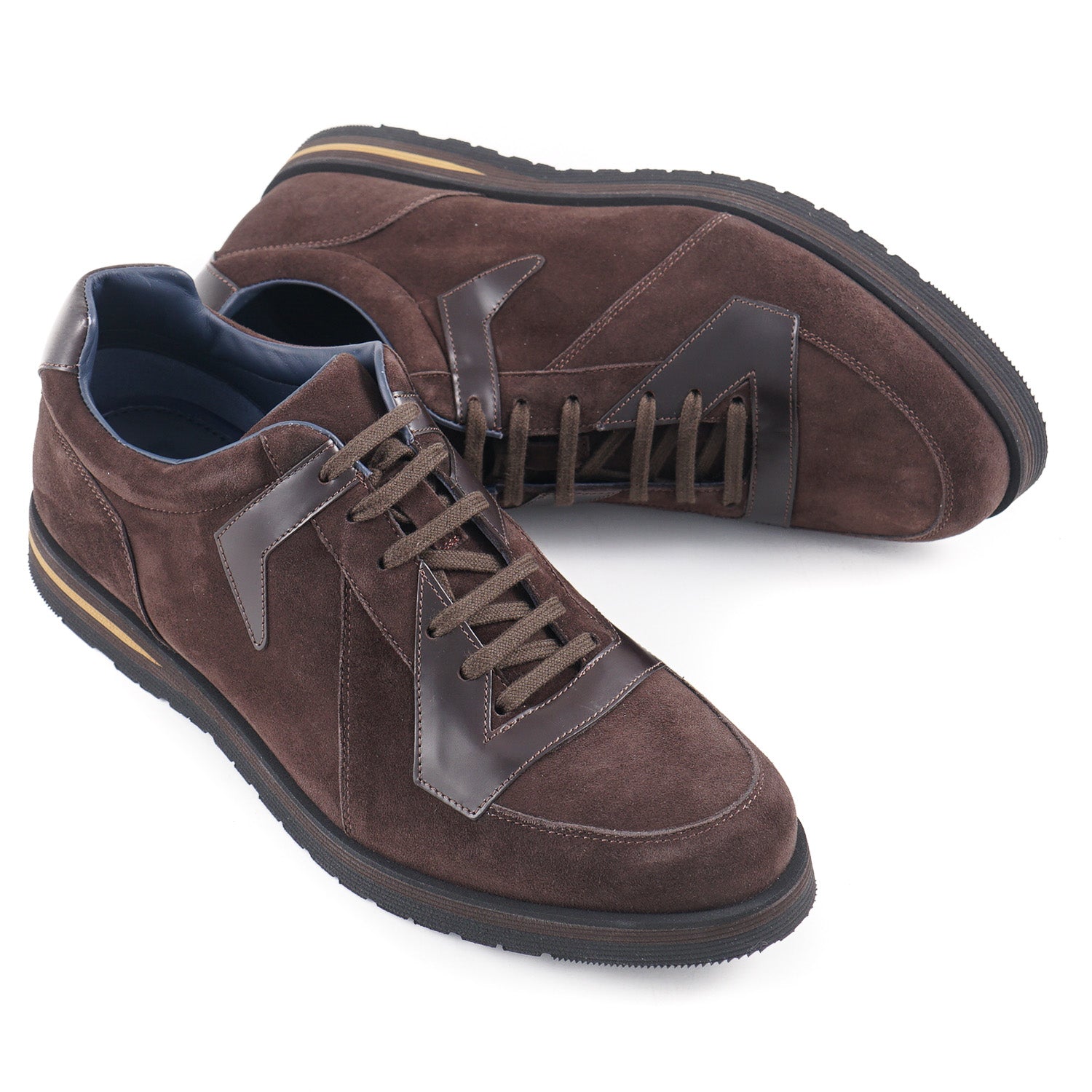 Zilli Men's Calf Suede & Leather Sneakers - Premium Comfort Casual Shoes for Walking, Travel & Everyday Wear