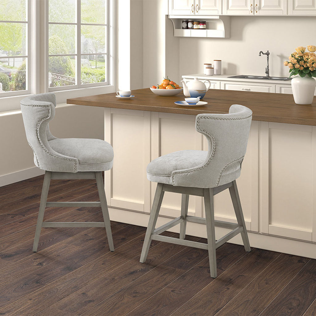 DTY Indoor Living Swivel Counter Stool - Adjustable Height Bar Stool with Padded Seat for Kitchen Island, Breakfast Nook & Home Bar - Comfortable Modern Dining Chair for Small Spaces