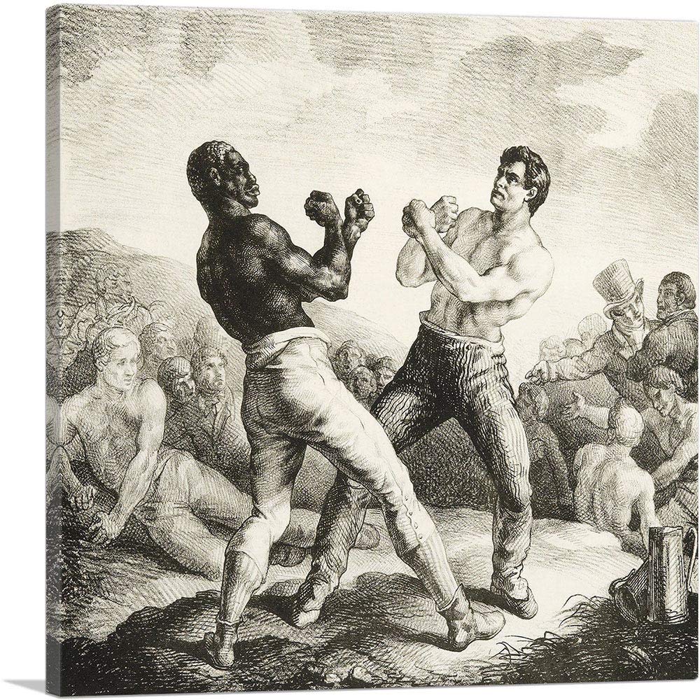 Theodore Gericault Boxers Canvas Art Print - 18x18 Inch Stretched Framed Wall Decor Painting, Giclee Poster for Living Room & Bedroom