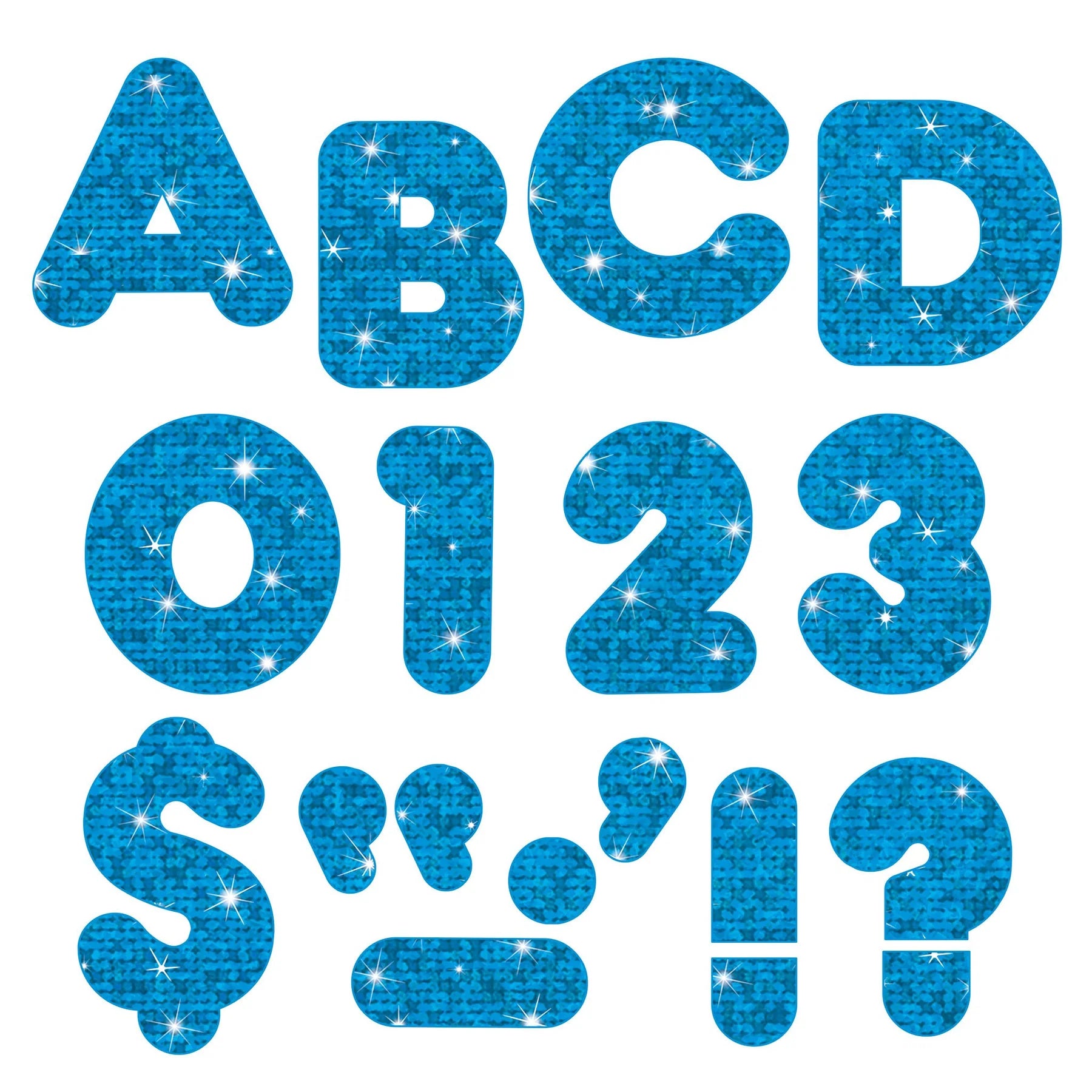 Blue Sparkle 4 Inch Casual Uppercase Ready Letters® - Perfect for DIY Crafts, Scrapbooking, and Home Decor Projects