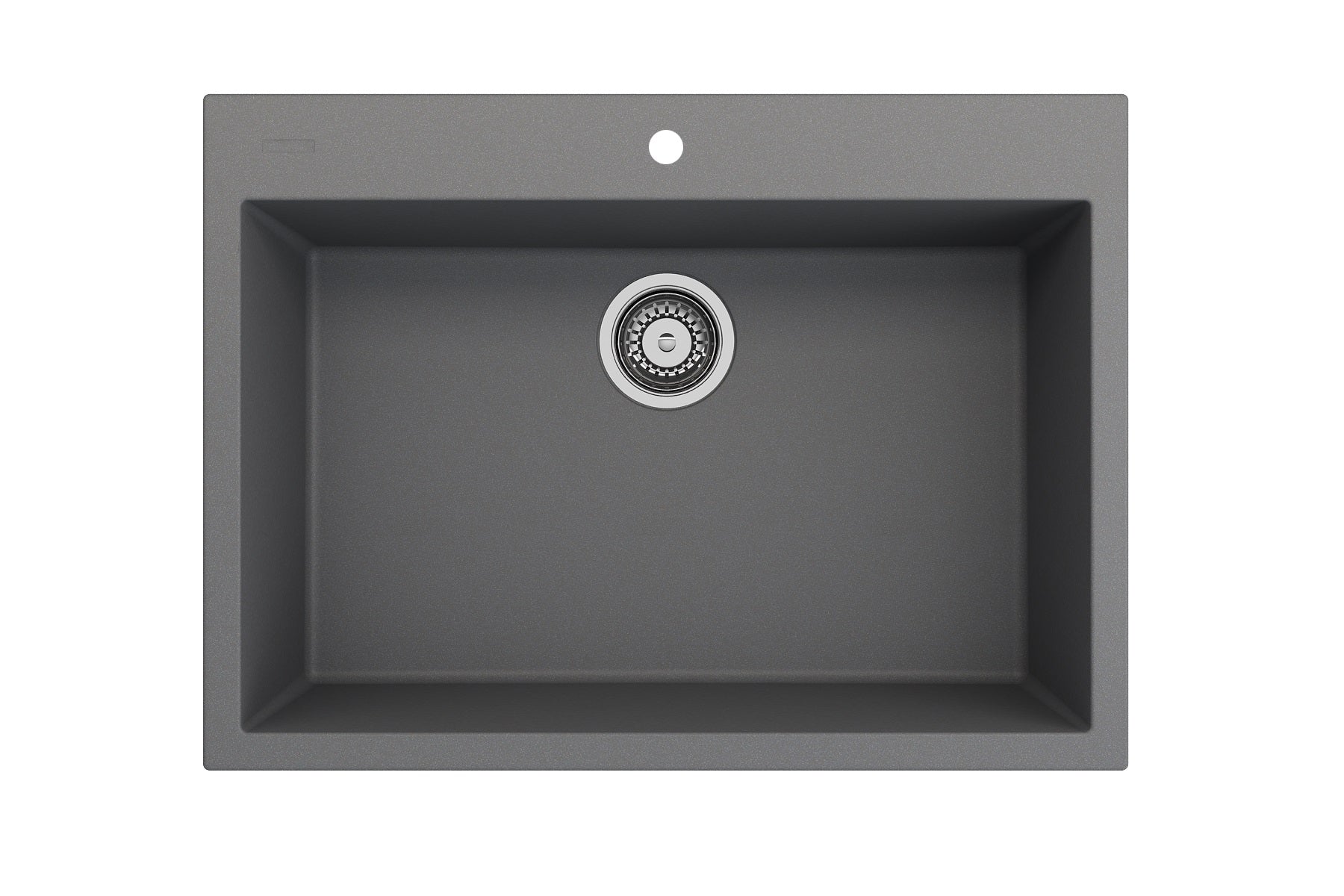 Bocchi 27 Inch Dual Mount Single Bowl Composite Kitchen Sink in Concrete Gray - Durable Stain-Resistant Sink for Modern Farmhouse & Contemporary Kitchens