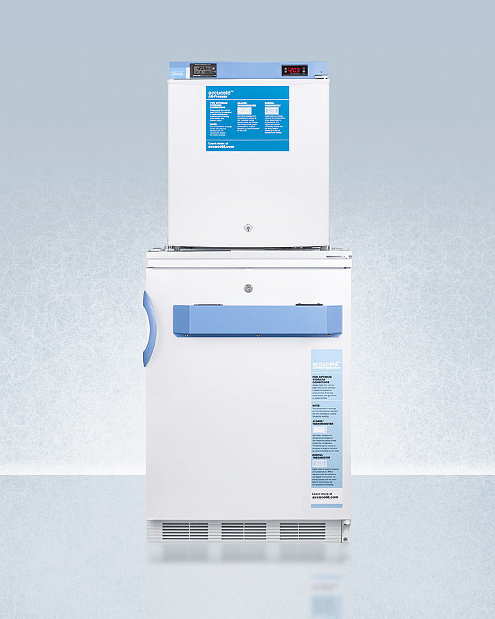 Accucold 24-Inch Wide All Refrigerator & Freezer Combo with Front Lock - FF7LW FS24LSTACKMED2 | Perfect for Restaurants, Cafes & Commercial Kitchens