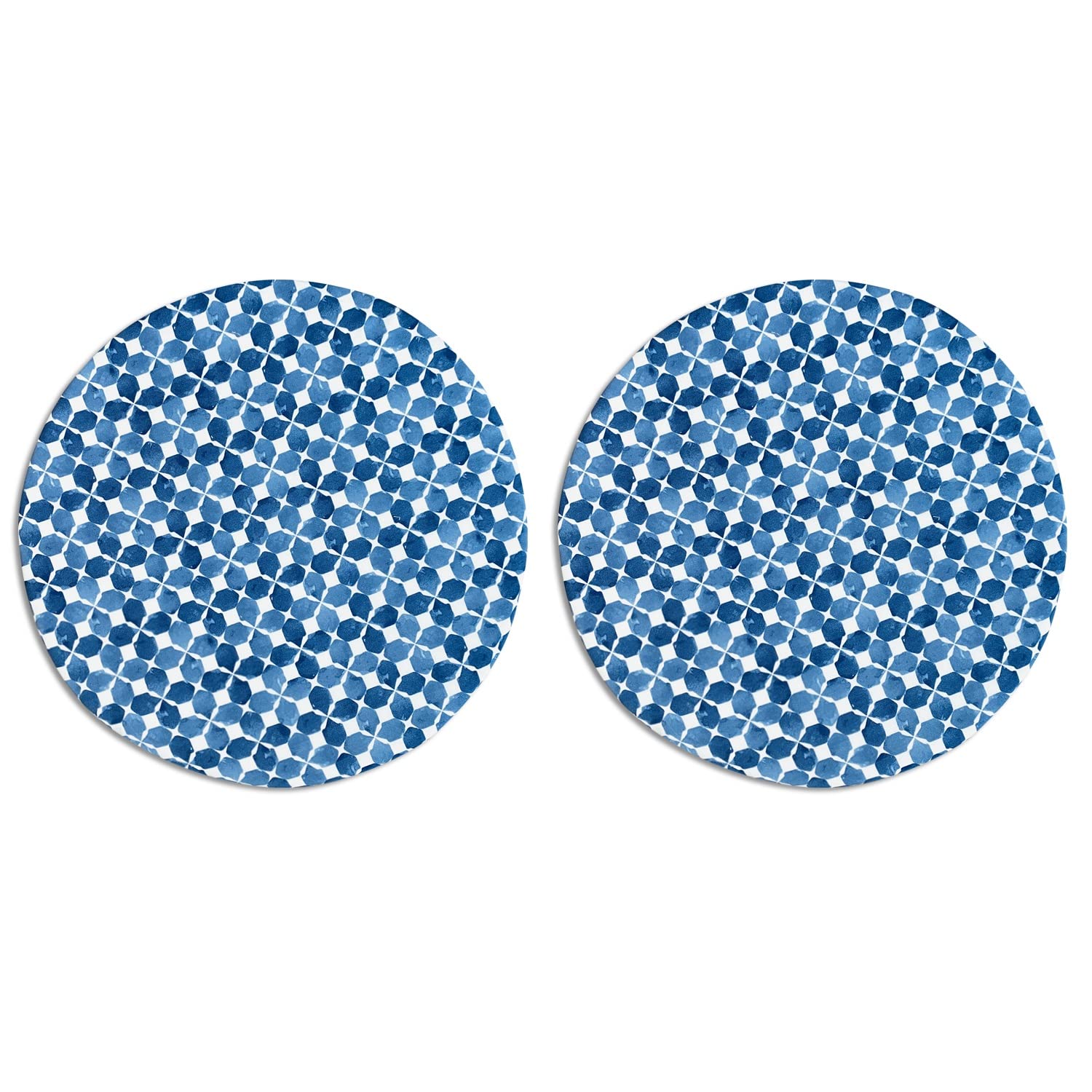 Premium FBTS Prime Bistro Chair Cushions Set of 2 - Navy Geometric Outdoor Seat Cushions 22x22 Inch, Waterproof Round Patio Chair Pads for Garden, Deck, Poolside & Outdoor Furniture - Perfect for Dining, Lounging and Entertaining