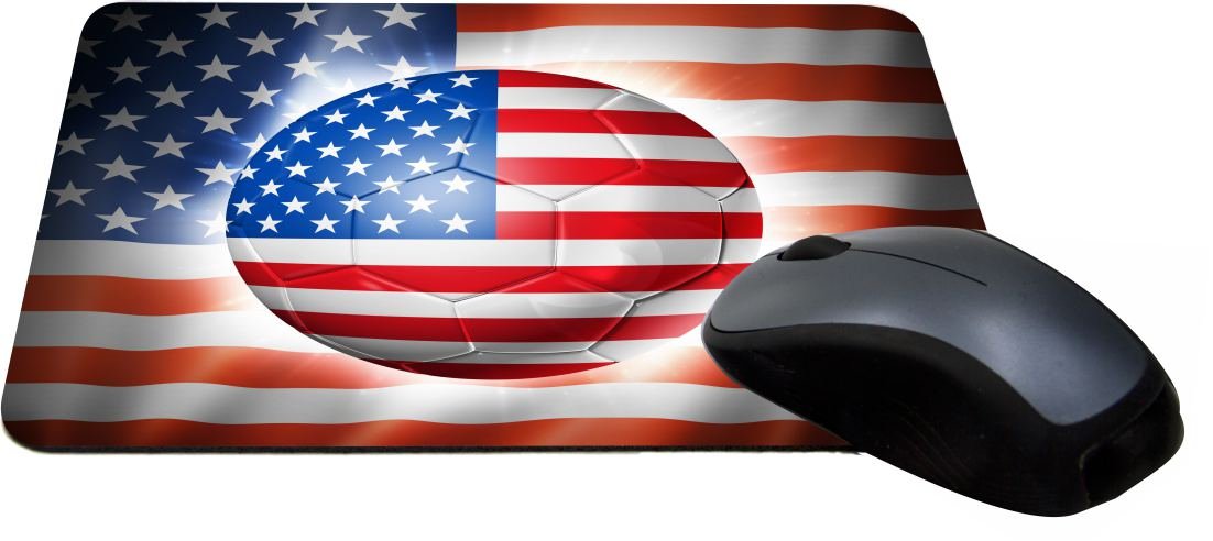 2014 Brazil World Cup USA Team Soccer Flag Design Gaming Mouse Pad - Non-Slip Rubber Base for PC/Laptop/Desktop - Perfect for Gaming, Office Work & Home Use (MPSQ-RK-44257)