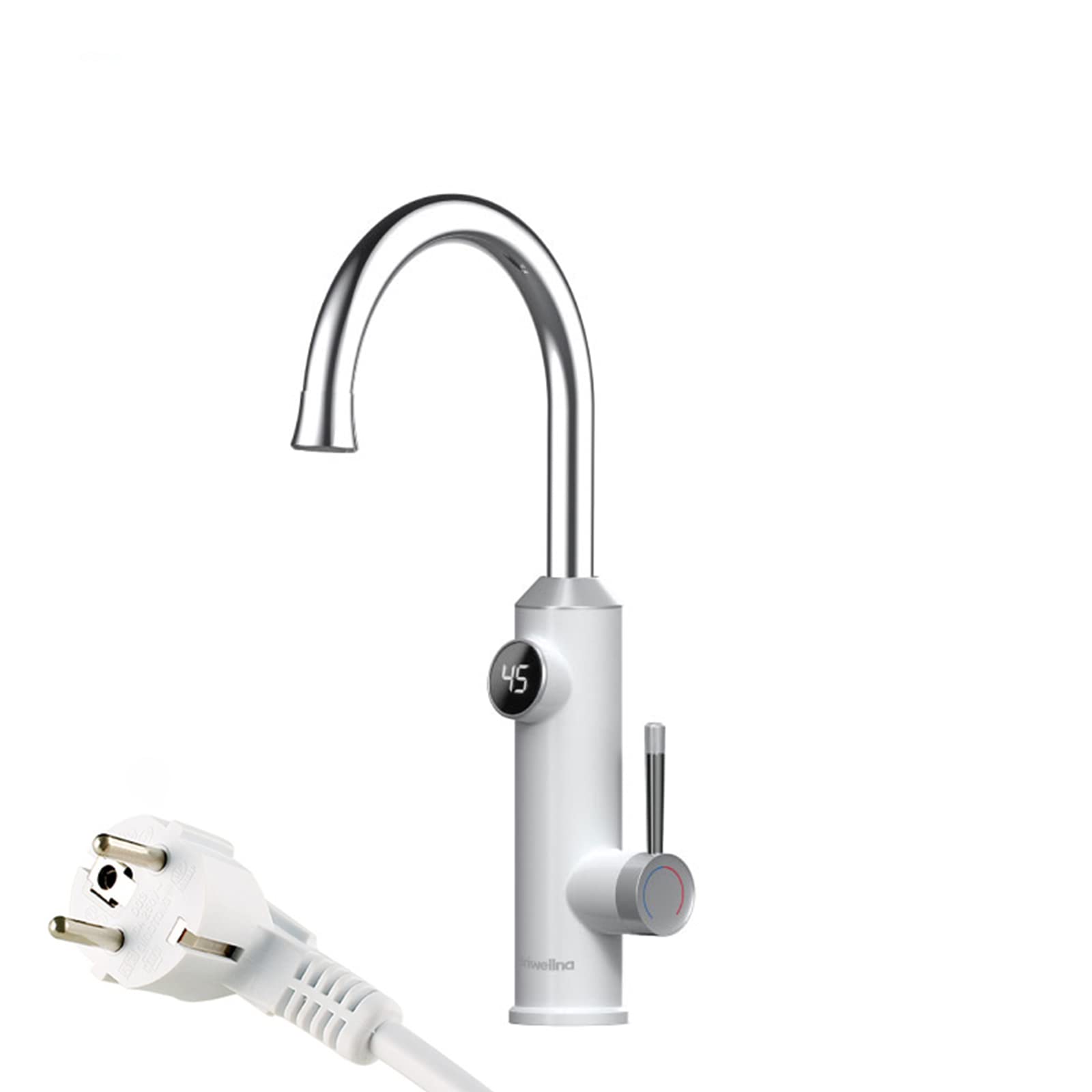 220V Electric Instant Hot Water Kitchen Faucet with LED Temperature Display - 360° Swivel Fast Heating Tap for Sink, White (Perfect for Coffee Making, Dish Washing & Instant Hot Water Needs)