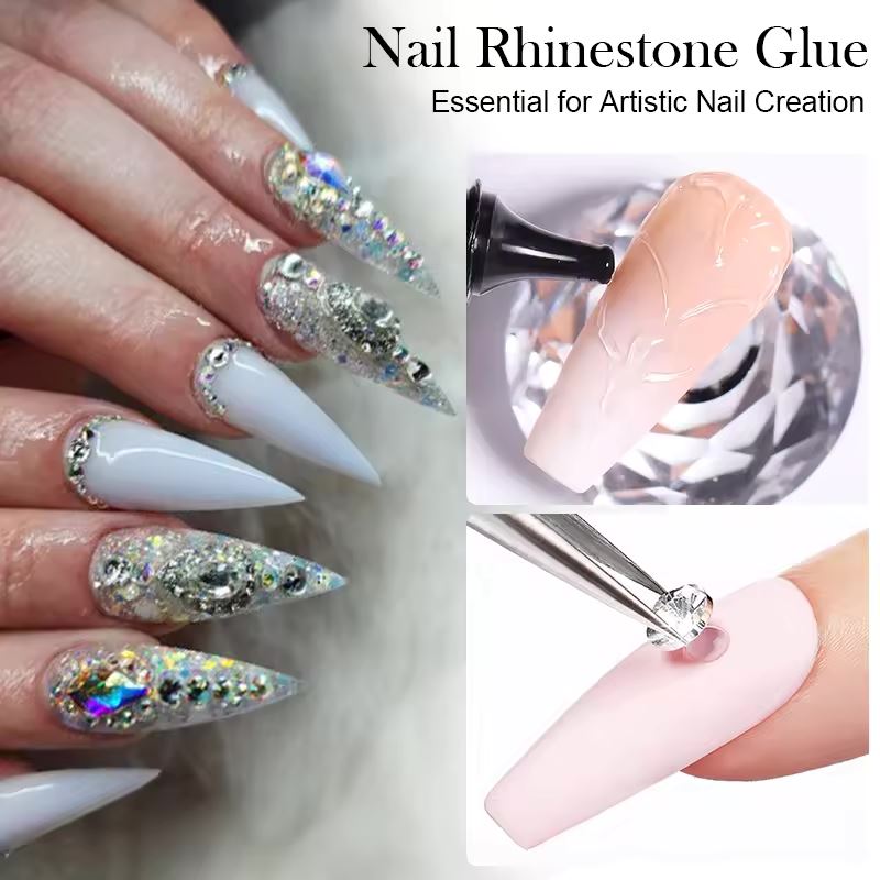 Best Nail Rhinestone Glue - Strong & Quick Drying Adhesive for Nail Art, Gems & Decorations - Perfect for DIY Manicures, Salon Nail Designs & Special Occasions