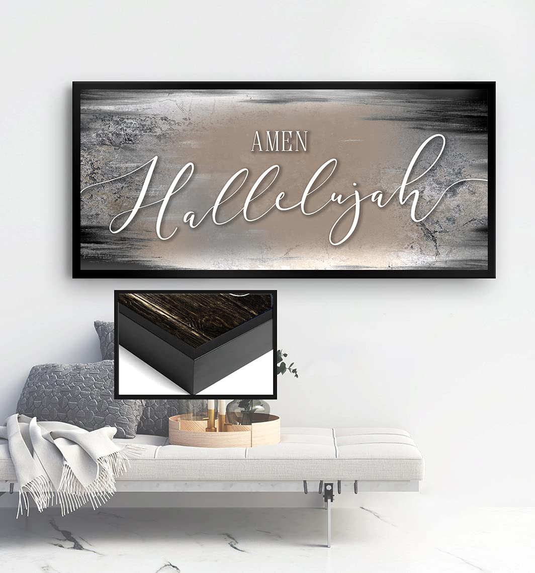 Amen Hallelujah Sign - Rustic Farmhouse Wall Decor for Christian Homes