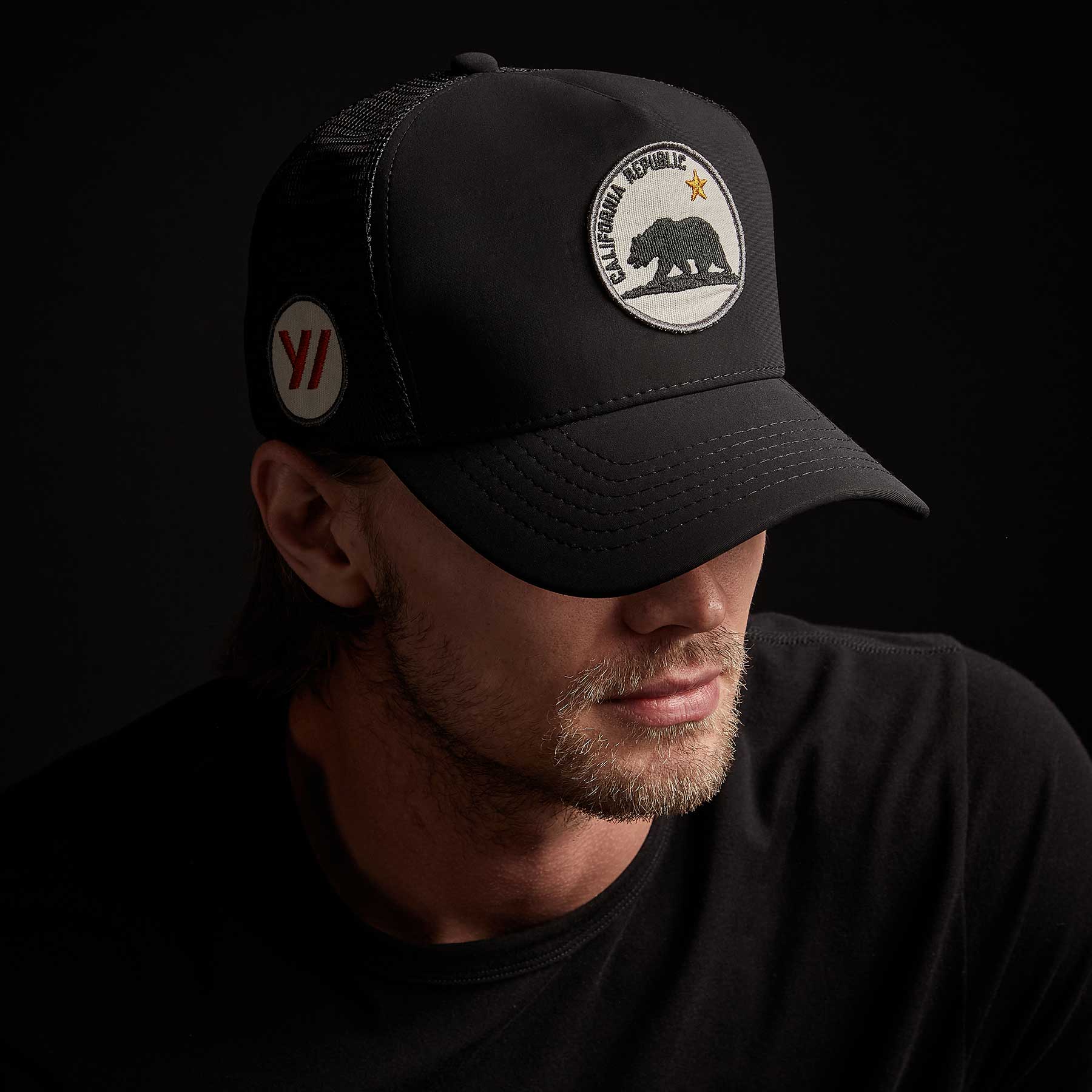 Bear Patch Trucker Hat - Black | Adjustable Snapback Cap for Men & Women | Perfect for Outdoor Activities, Sports & Casual Wear