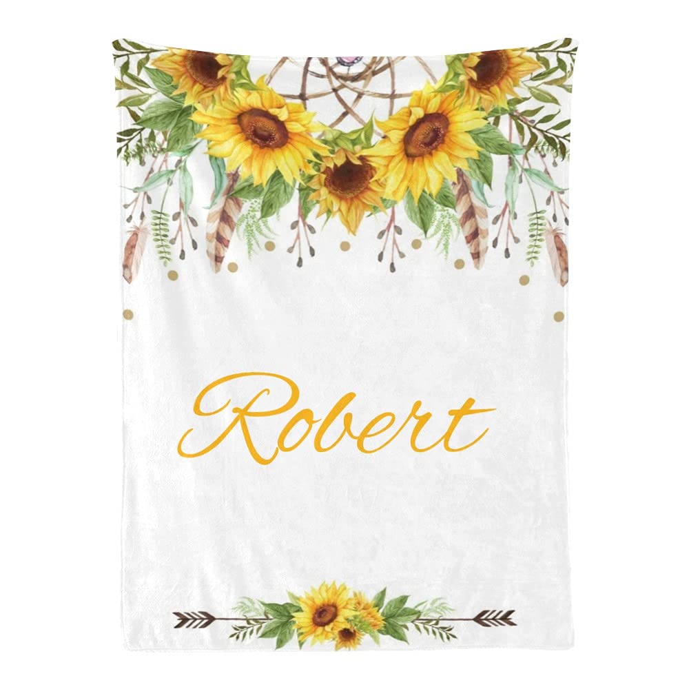 Personalized Sunflower Baby Blanket with Name - Super Soft Fleece Nursery Blanket 30x40 Inches for Boys & Girls | Baby Shower Gift, Newborn Essentials, Toddler Comfort Blanket