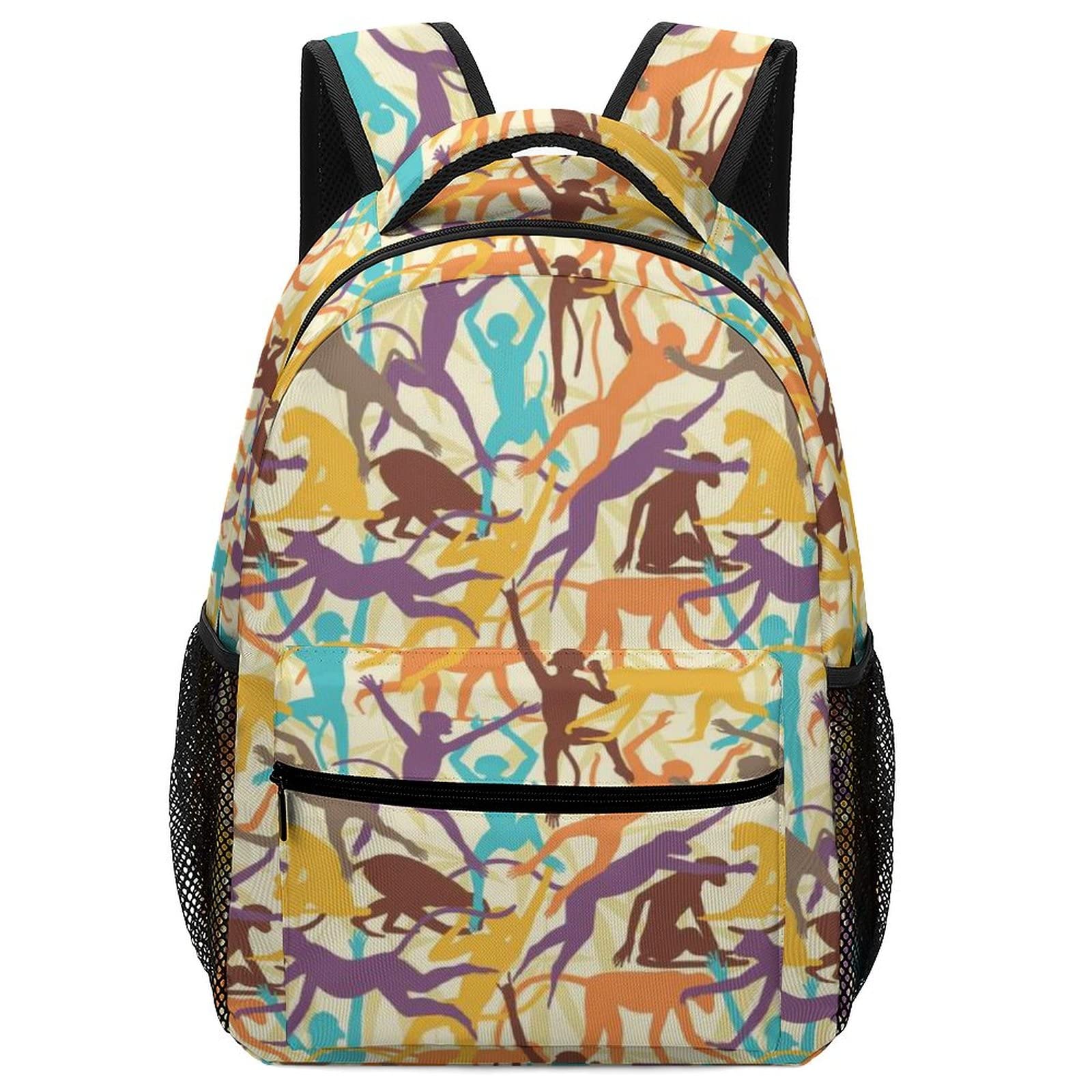 **Stylish 16-Inch Large Capacity Cute Monkey Backpack for Teens - Durable School Bookbag with Comfortable Shoulder Pads, Perfect for High School, College, Travel & Laptop Carrying**