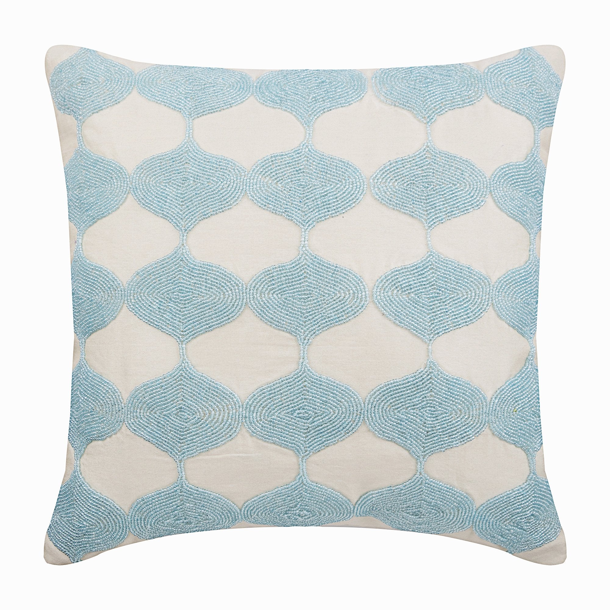 Between The Clouds Blue Art Silk Decorative Euro Sham Pillow Cover - Luxury Bedding Accent for Master Bedroom, Guest Room & Home Decor